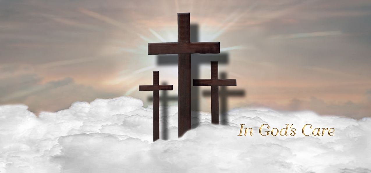 In Gods Care Clouds (3 Crosses) Bronze